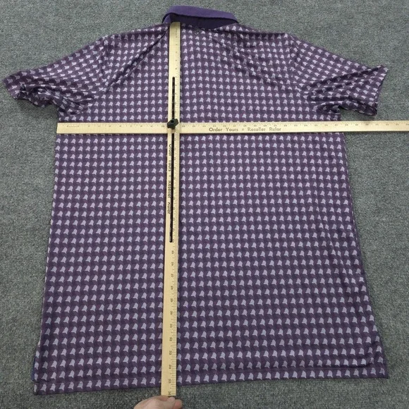 Greyson Polo Shirt Mens 2XL Purple Wolf Print Hazeltine Golf Performance Stretch - Picture 9 of 11